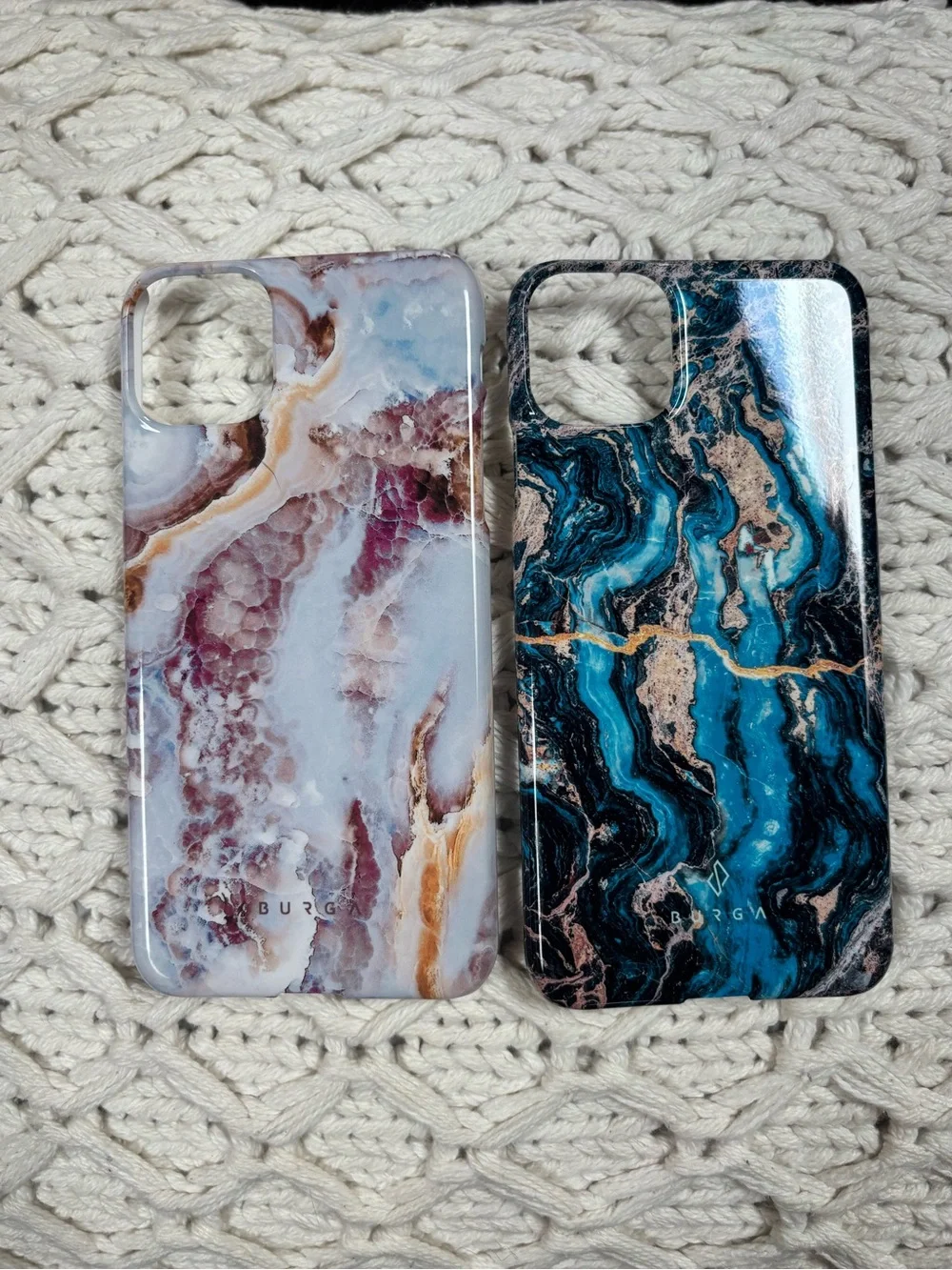 Burga Marble Pattern Blue & Pink Phone Case Covers